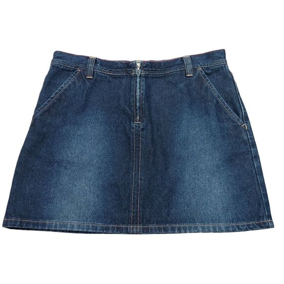 Tommy Jeans Junior Size Dark Wash Denim Mini Skirt - Picture 1 of 4